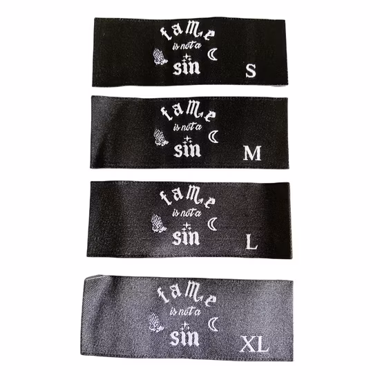 Etiqueta tejida de algodón hecha a mano con etiqueta de grosgrain para costura de ropa DIY